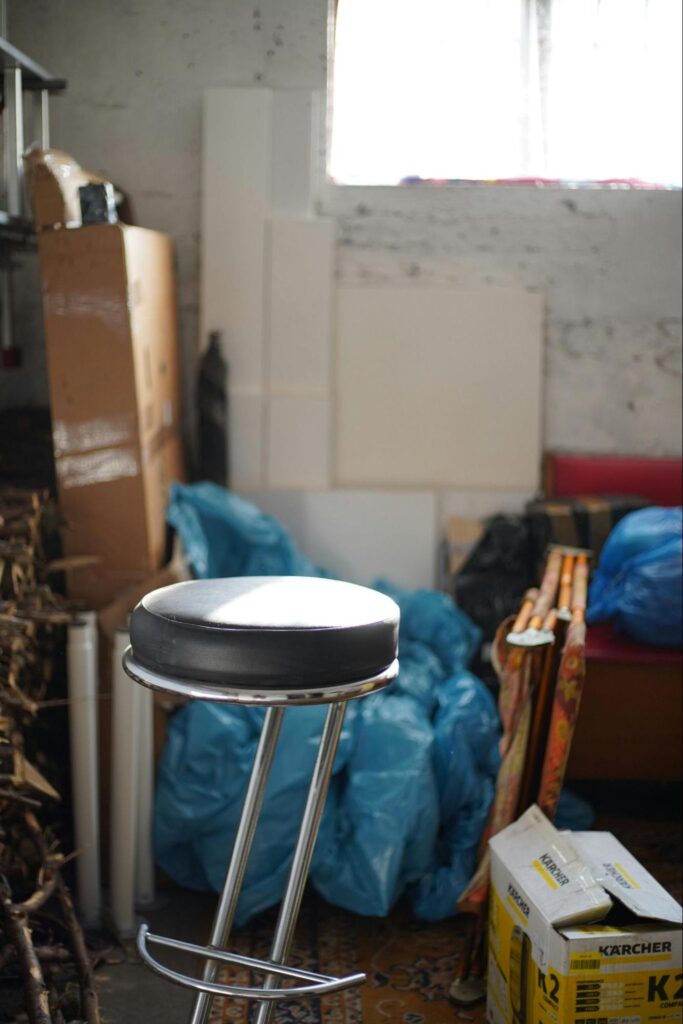 unorganized basement space
